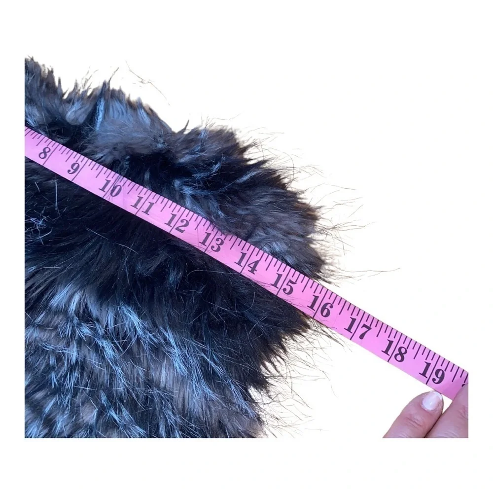Steve Madden‎ Black and Gray Patterned Furry Vegan Faux Fur Vest Size: L